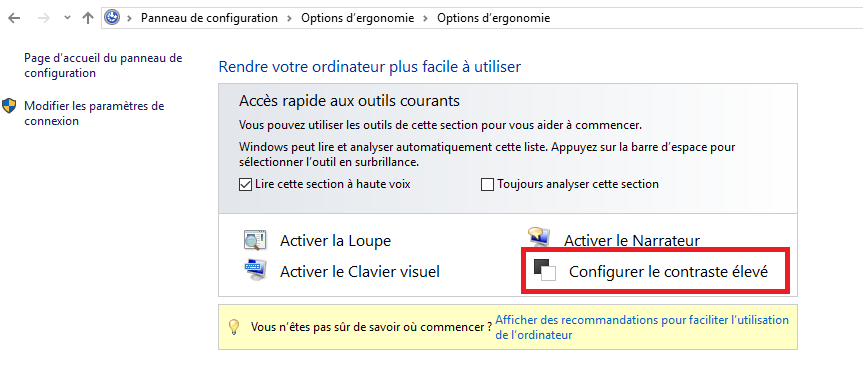 Comment activer désactiver le contraste élevé dans Windows 10